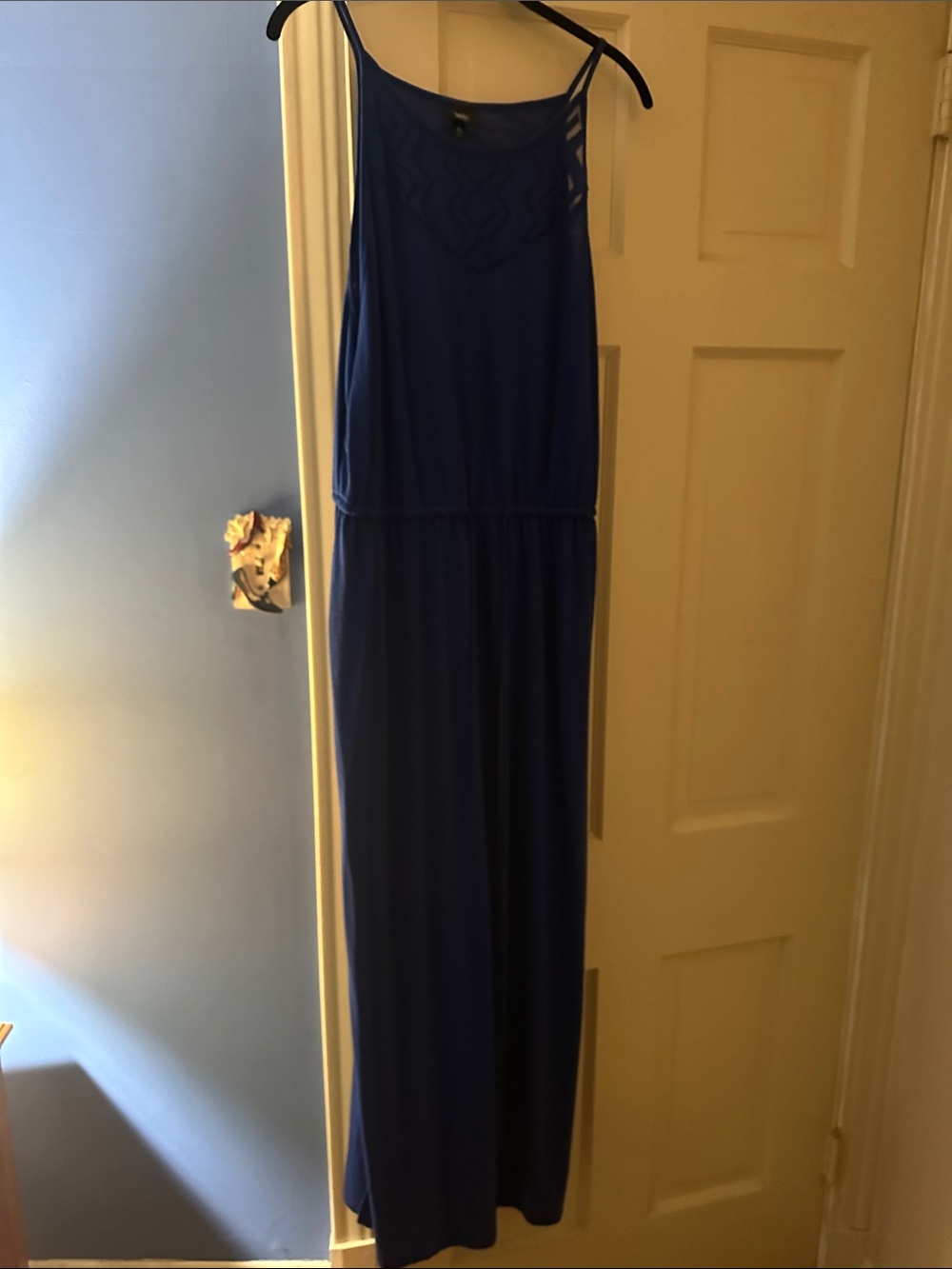 Royal Blue Maxi Dress with Braided Yoke